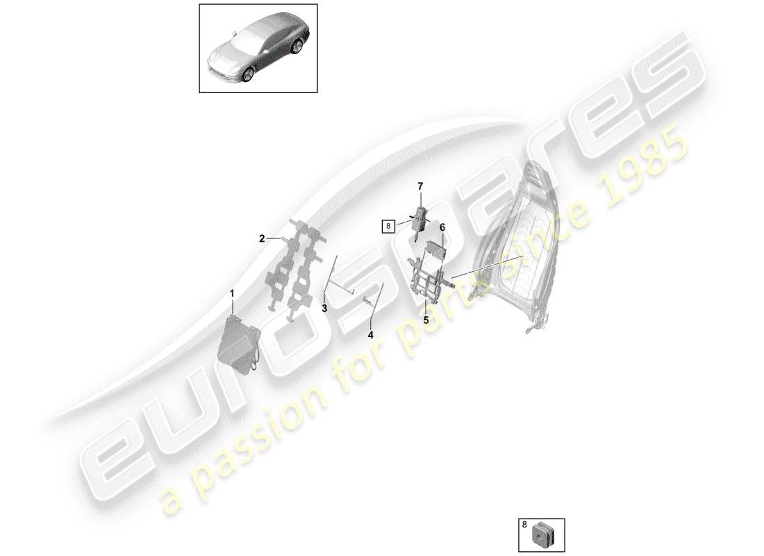 porsche panamera 971 (2020) lumbar part diagram