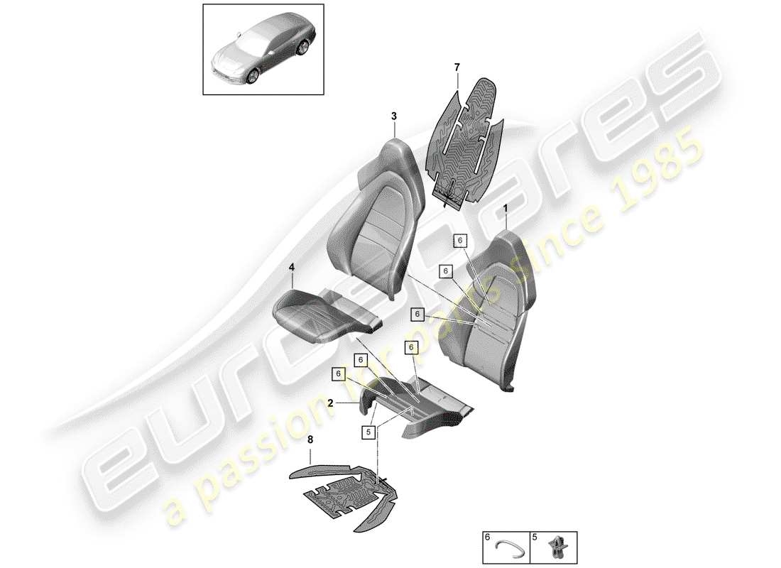 porsche 2017 (panamera 971-1) foam part part diagram