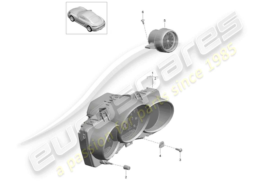 porsche 2018 (718 cayman) combi-instrument stopwatch d - 01.06.2020>> parts diagram