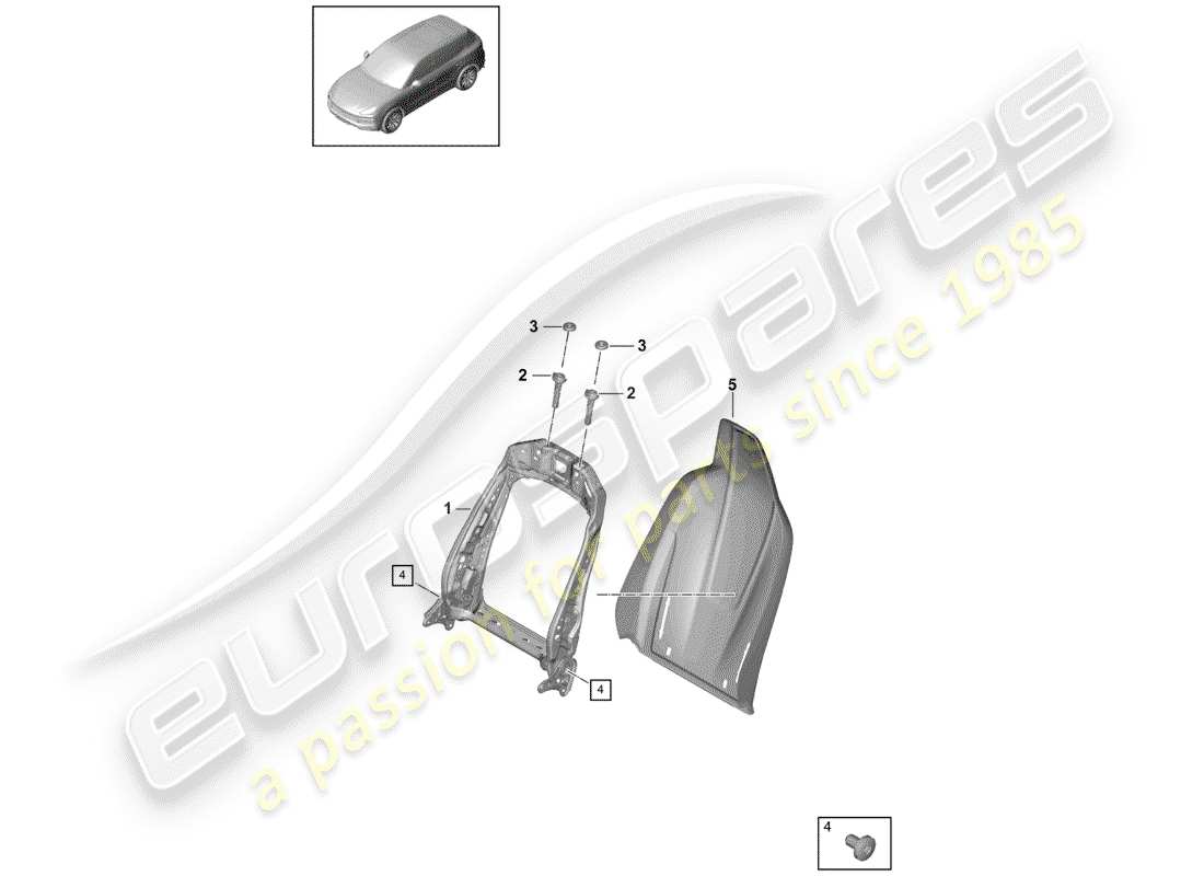 porsche 2020 (cayenne e3 9ya/9yb) frame - backrest part diagram