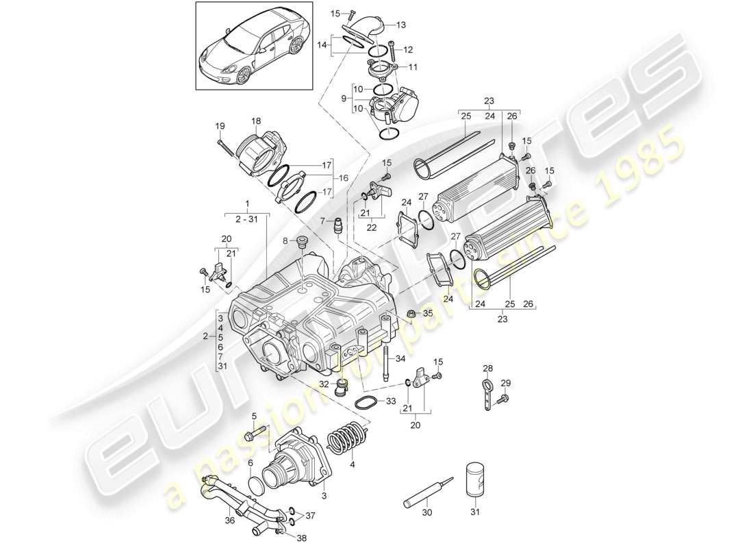 porsche 2010 (cayenne e1 9pa) compressor parts diagram