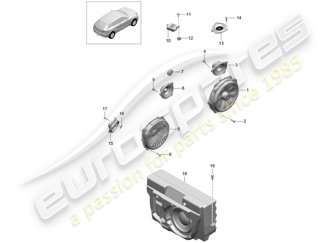 porsche 2017 (macan) loudspeaker parts diagram