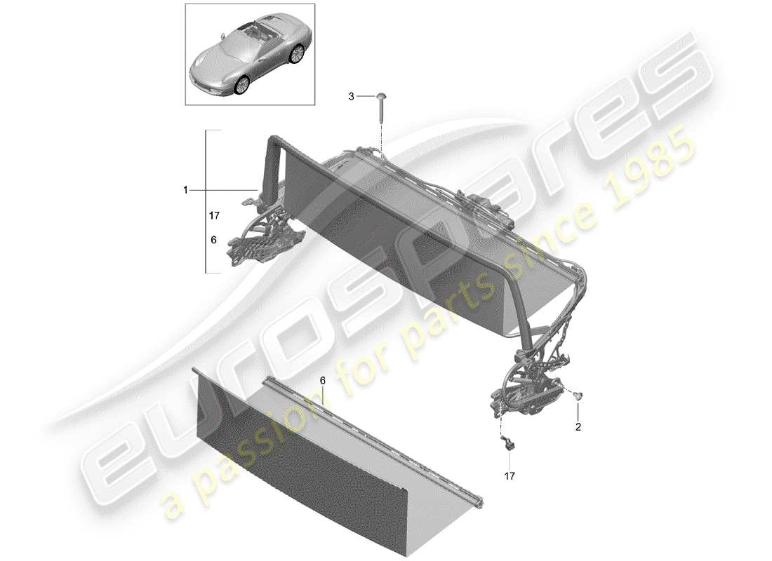 porsche 2015 (991-1) windscreen part diagram