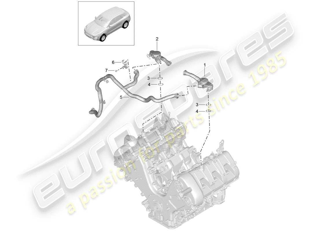 porsche 2017 (macan) crankcase breather parts diagram