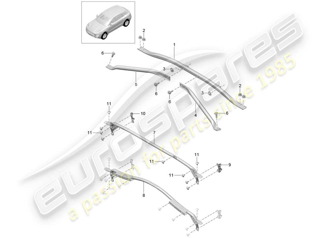 porsche 2018 (macan) cross support parts diagram