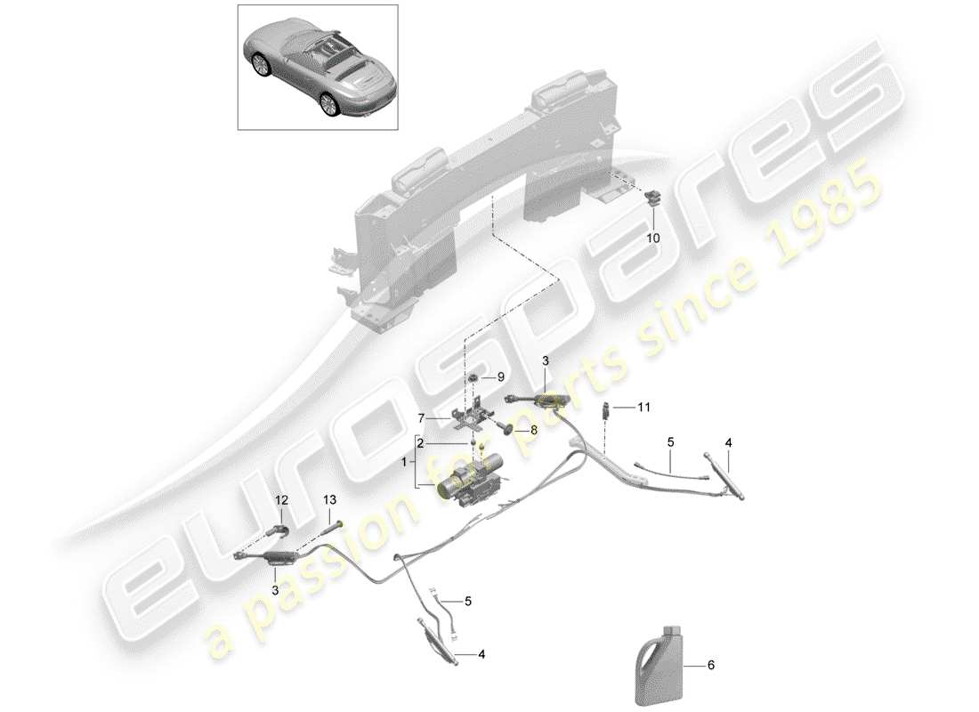 porsche 2013 (991-1) convertible top part diagram