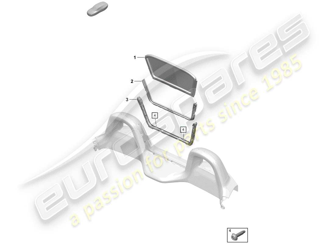 porsche 2019 (718 boxster spyder) windscreen part diagram
