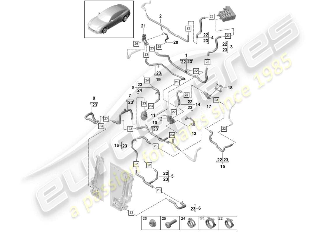 porsche 2020 (panamera 971-1) heater front hybrid parts diagram