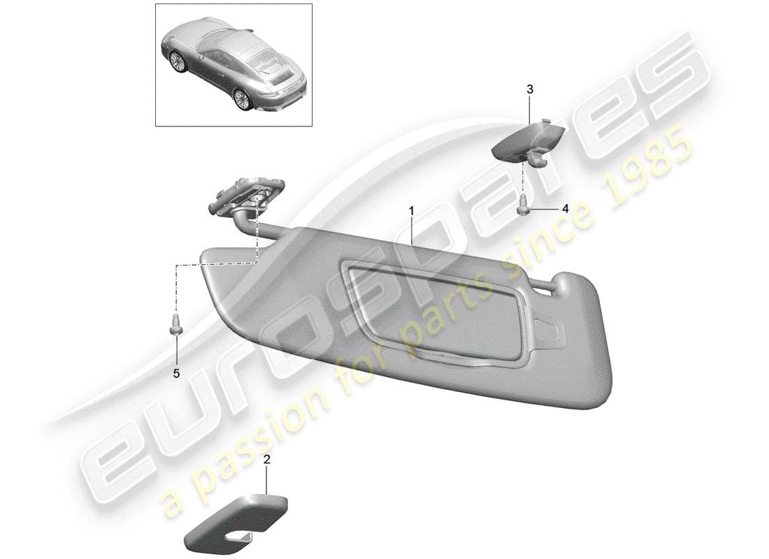 porsche 2018 (991-2) sun vizors parts diagram
