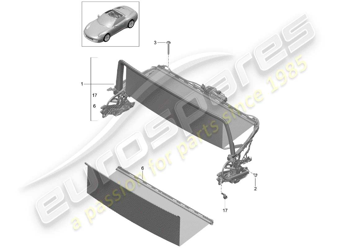 porsche 991 (2014) windscreen parts diagram