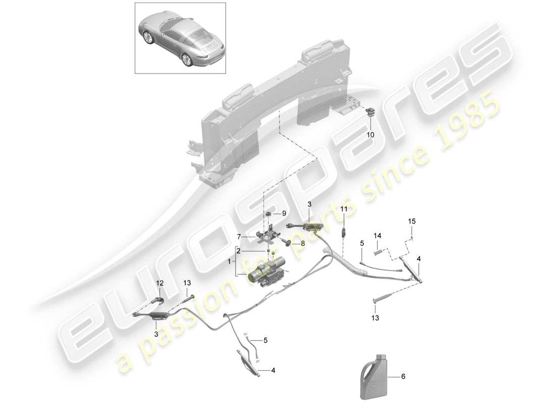 porsche 2013 (991-1) convertible top part diagram