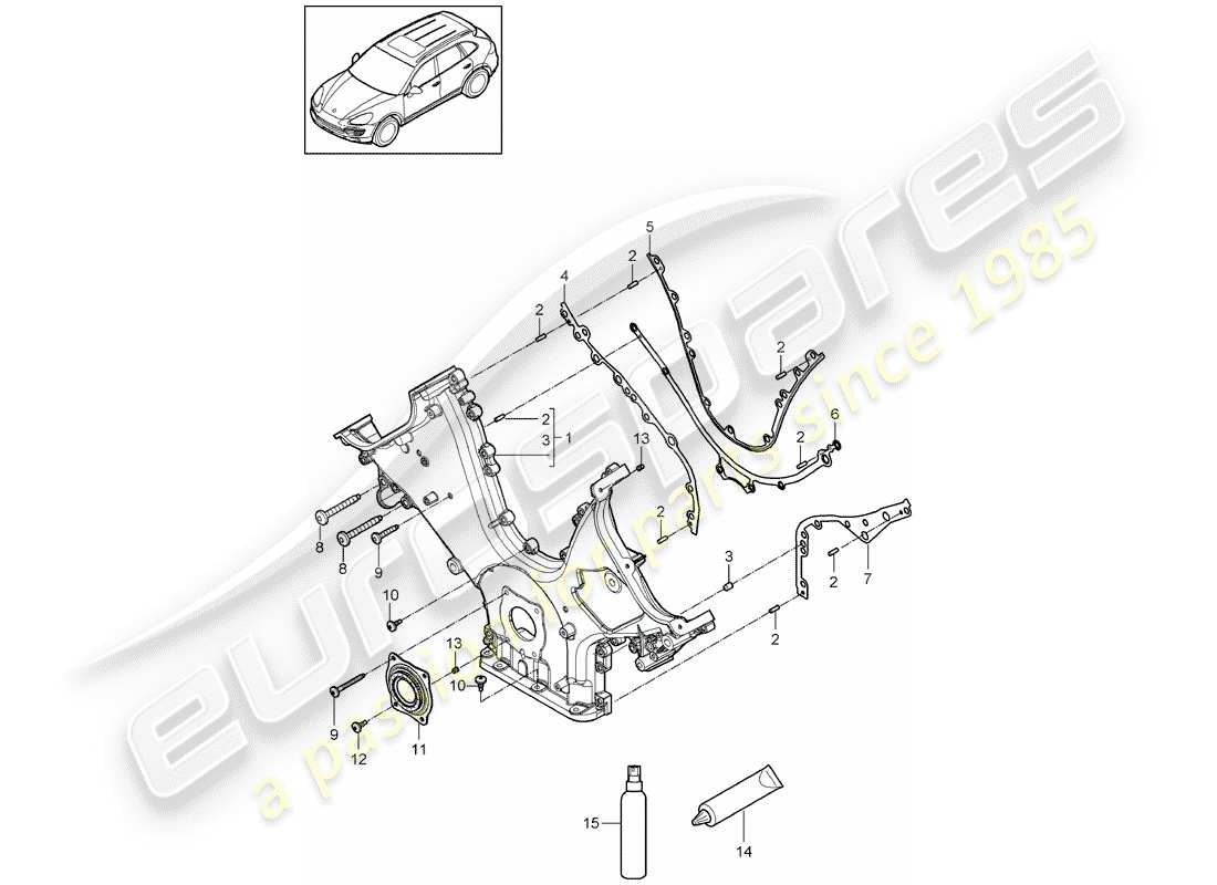 porsche 2018 (cayenne e2 92a) cover for timing chain parts diagram