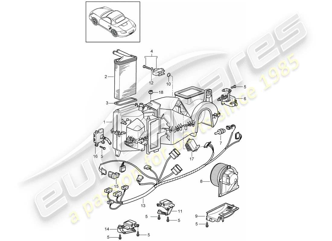 porsche 2007 (987 boxster) air conditioner part diagram