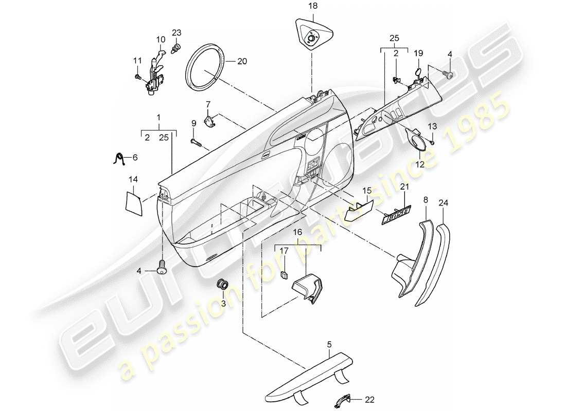 porsche 2011 (997-2) door panel parts diagram