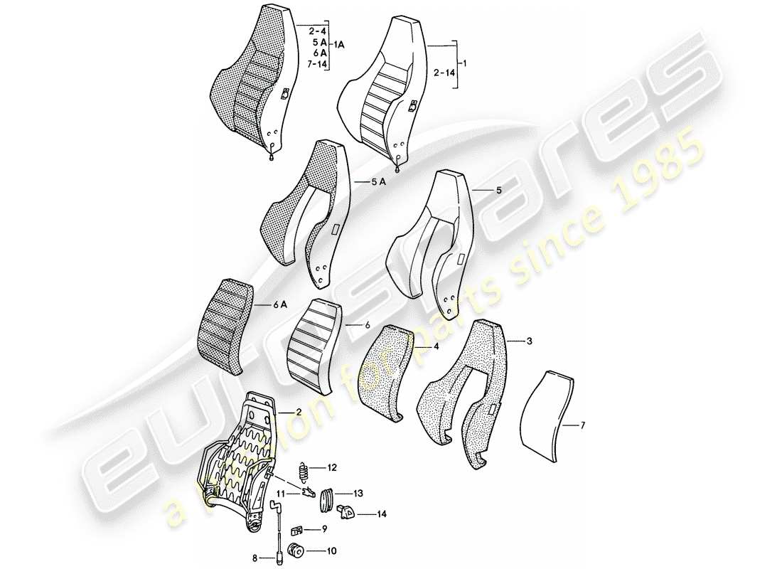 porsche 1981 (928) sports seat - backrest - single parts - d - mj 1980>> part diagram