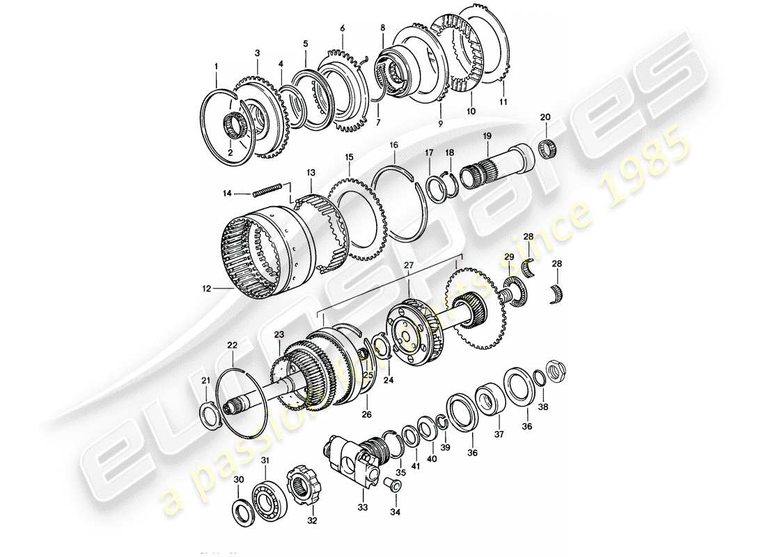 porsche 1985 (928) automatic transmission - gears and shafts - 2 - d - mj 1983>> - mj 1983 part diagram