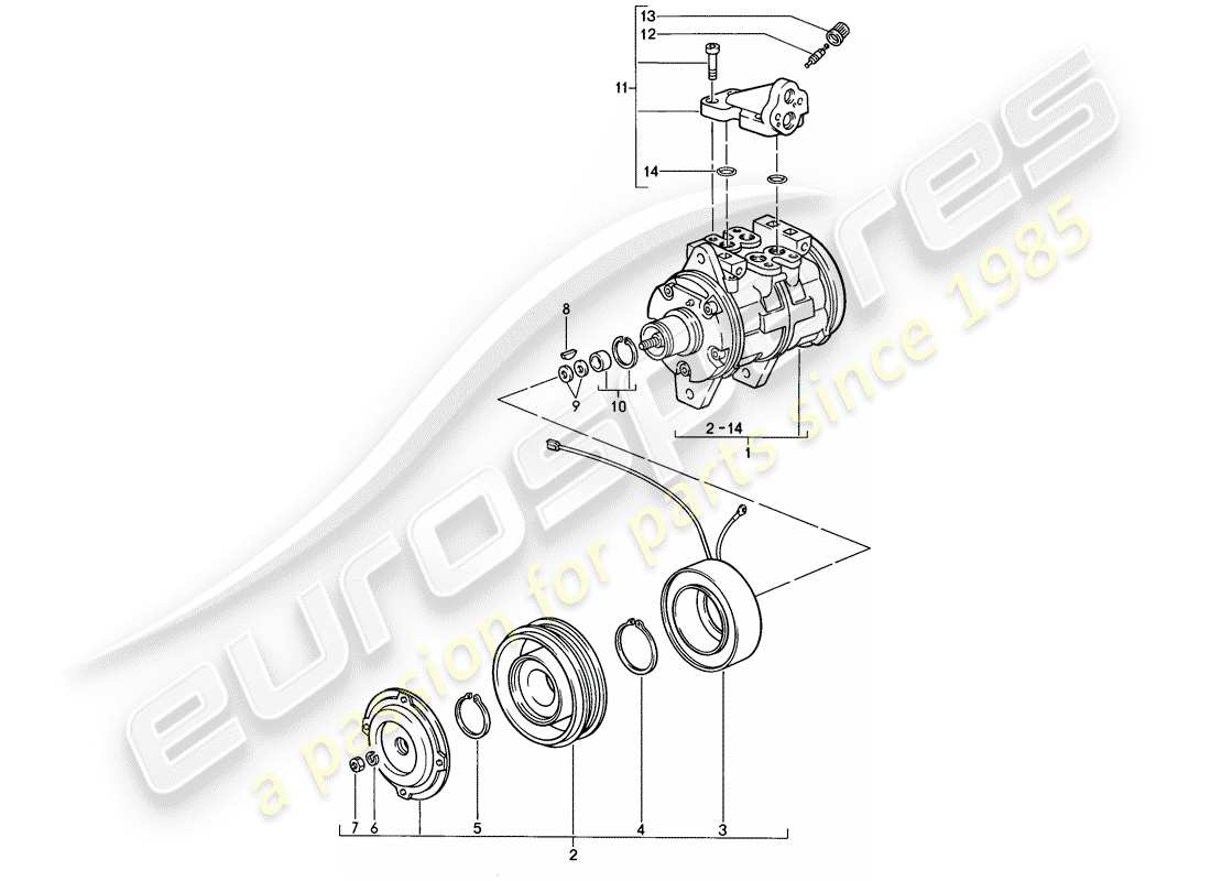 porsche 1987 (924s) compressor parts diagram