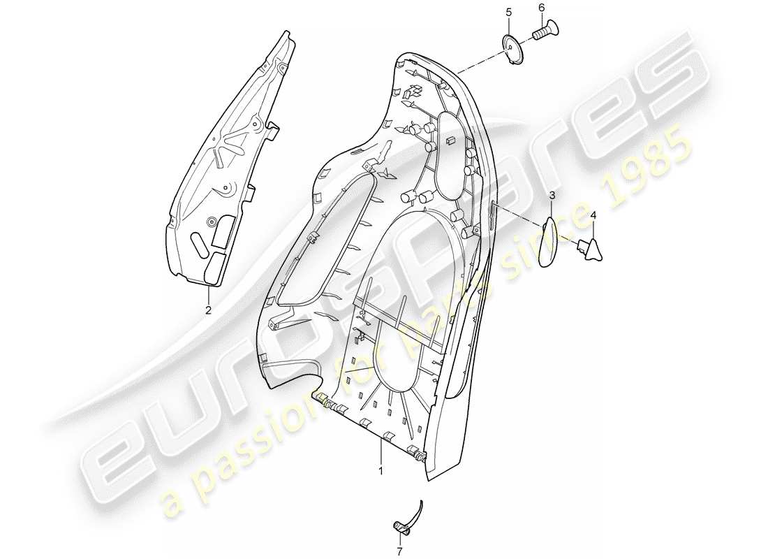 porsche 2007 (997-1 gt3) backrest shell part diagram
