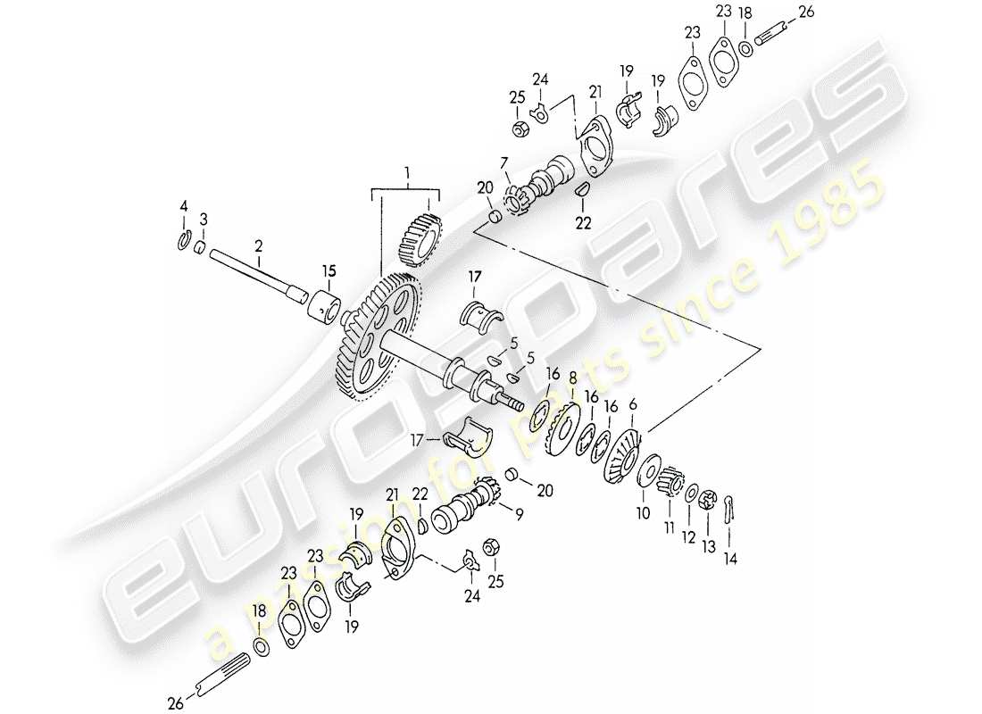 porsche 1962 (356b/356c) driving mechanism - for - valve control part diagram