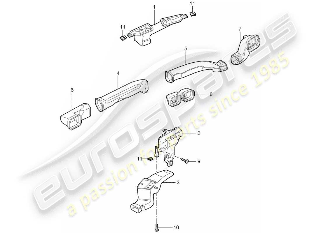 porsche 2007 (997-1 gt3) air distributor part diagram