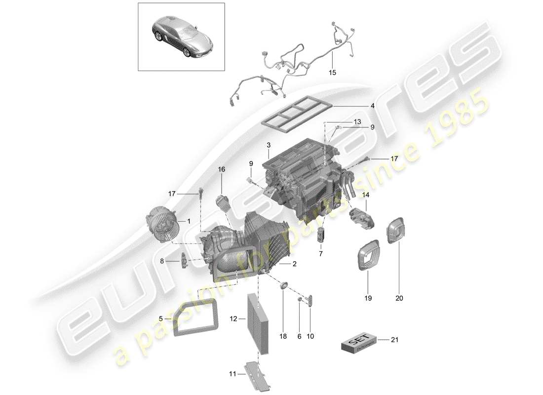 porsche 2016 (981 cayman) air conditioner part diagram