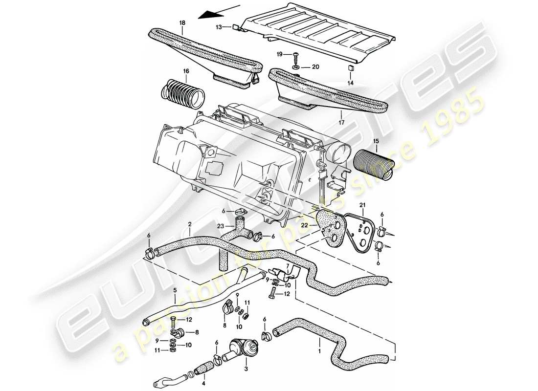 porsche 1981 (928) heater hose - jet part diagram