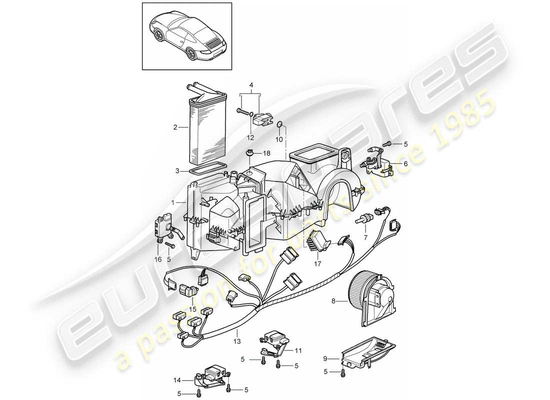 porsche 2006 (997-1) air conditioner part diagram