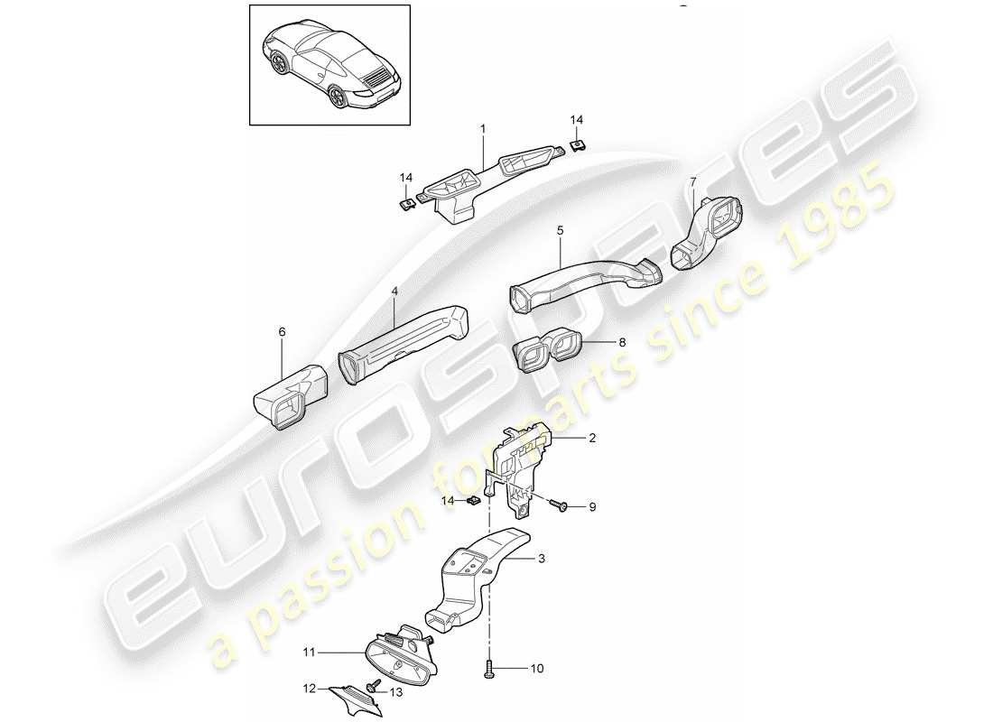 porsche 2011 (997-2) air distributor parts diagram