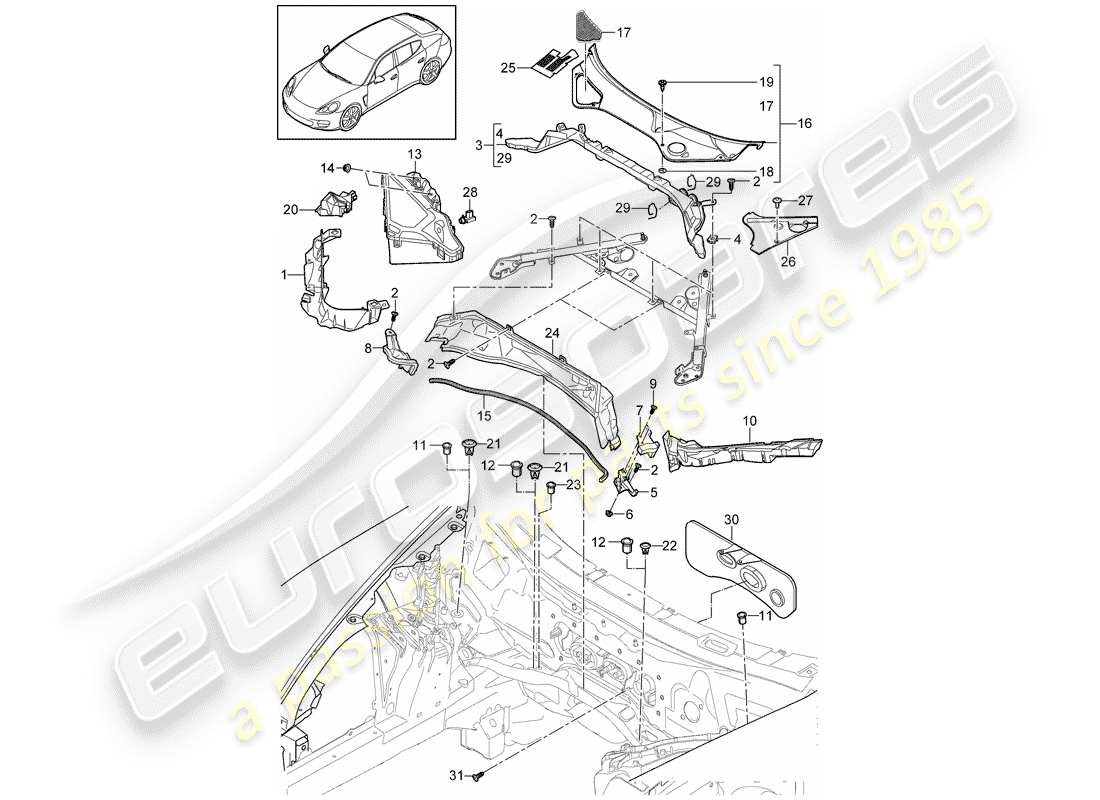 porsche 2012 (panamera 970) water box part diagram