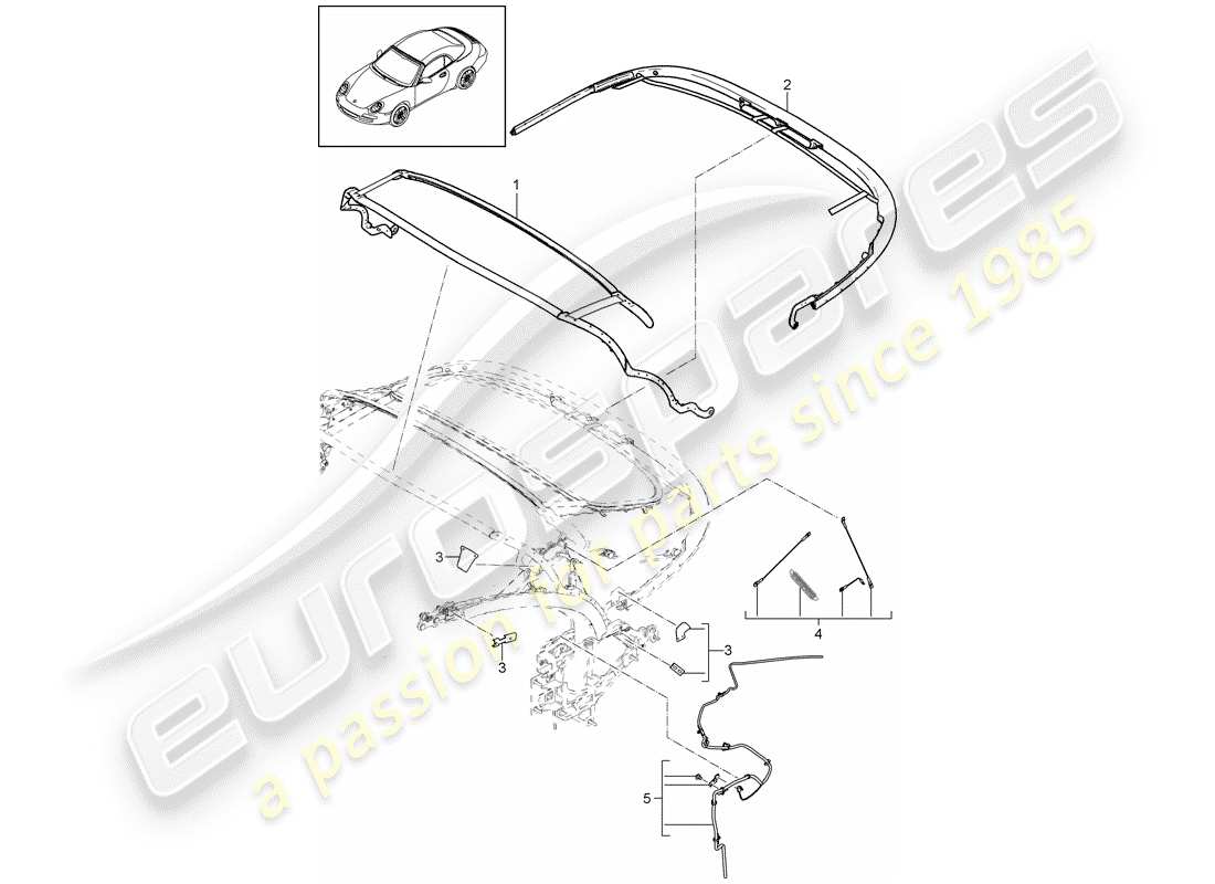 porsche 2012 (997-2) top frame parts diagram