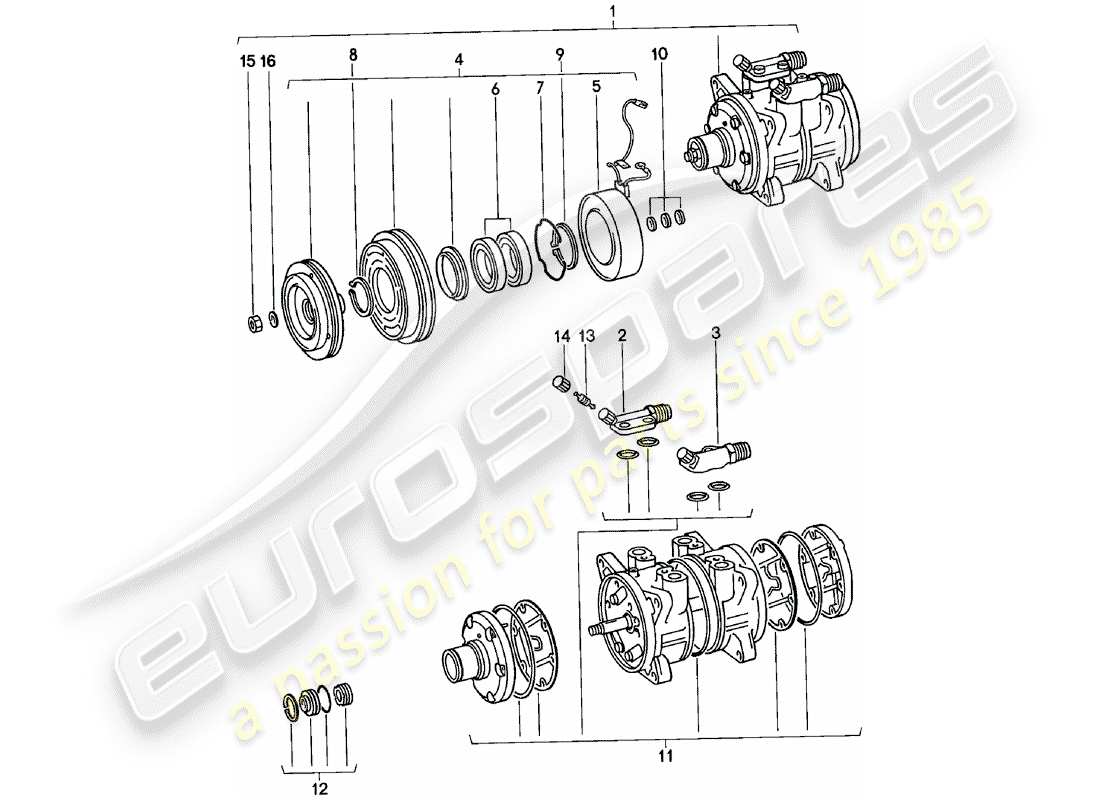 porsche 1981 (924) compressor part diagram