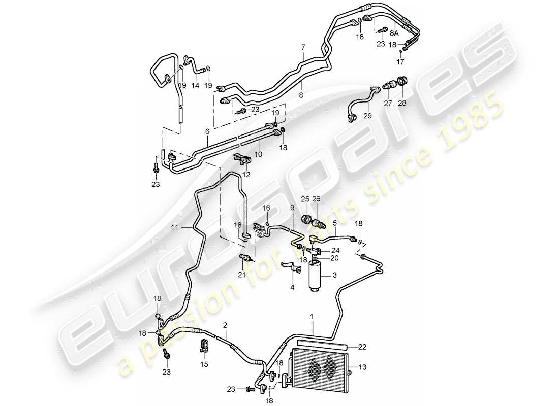 porsche 2004 (996 turbo / gt2) refrigerant circuit part diagram