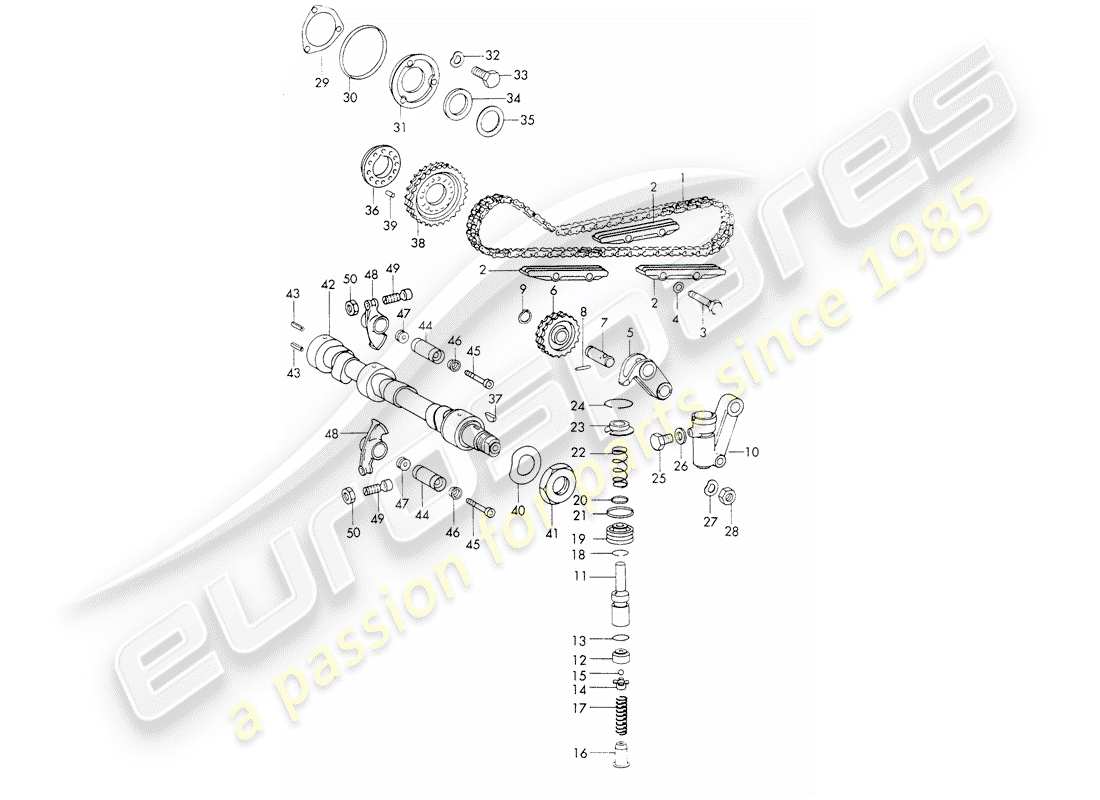 porsche 911 (1970) valve control - repair set for maintenance - tensioner - chain - see illustration: part diagram