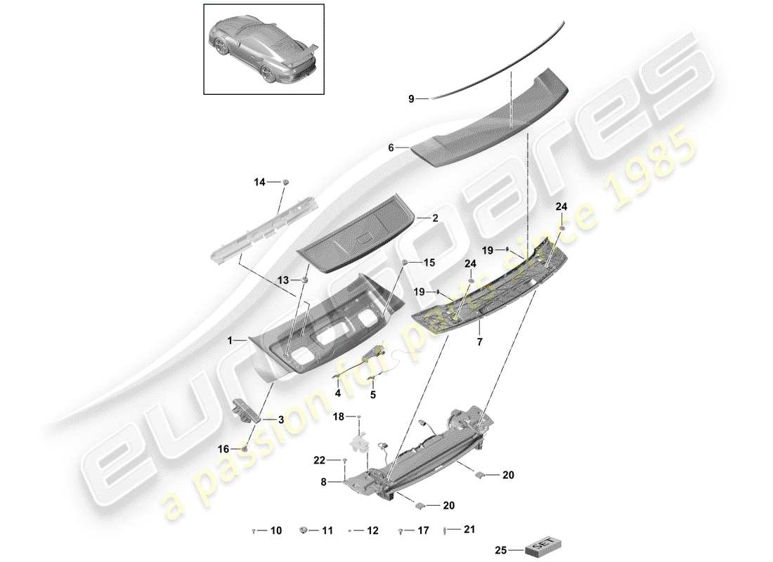 porsche 2016 (991-1 r/gt3/rs) cover part diagram