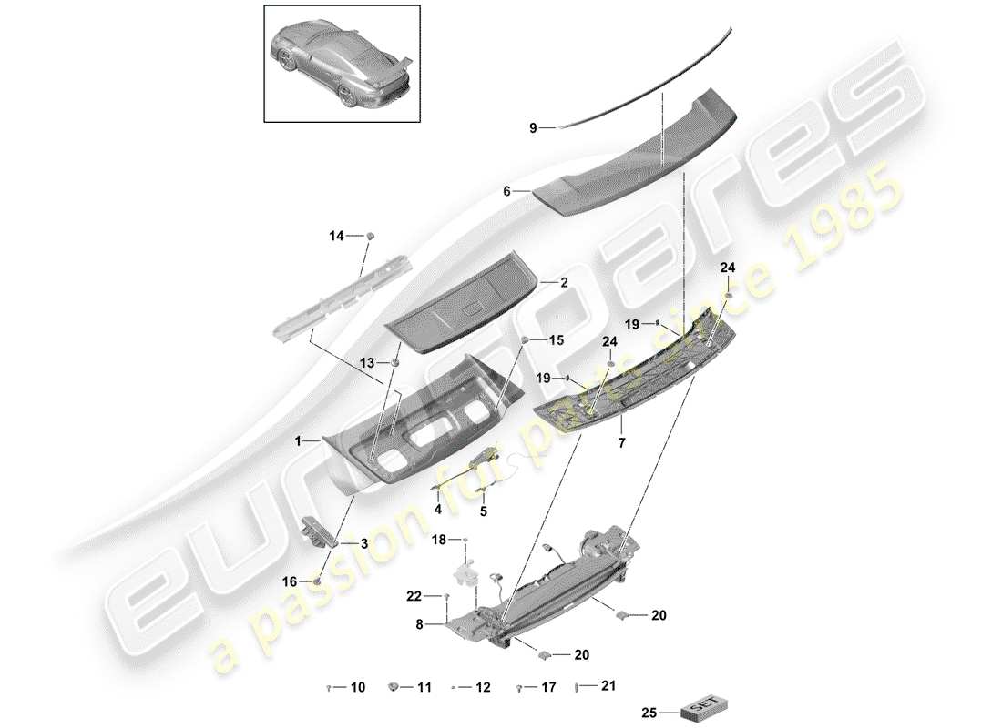 porsche 991r/gt3/rs (2016) cover parts diagram