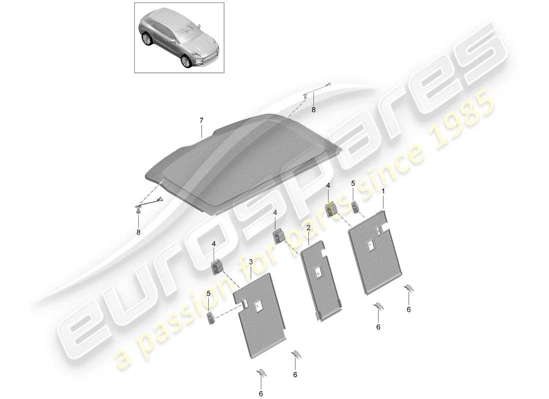 porsche 2019 (macan) lining part diagram
