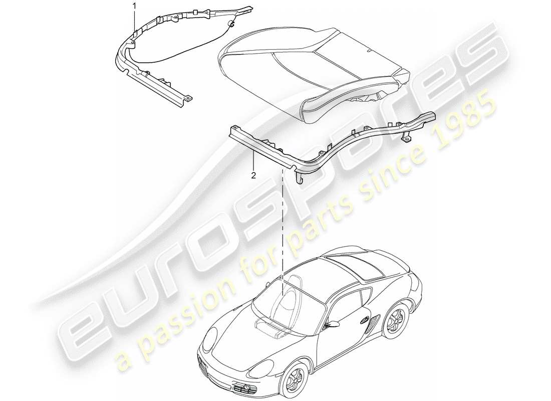 porsche 2008 (987 cayman) cushion carrier part diagram