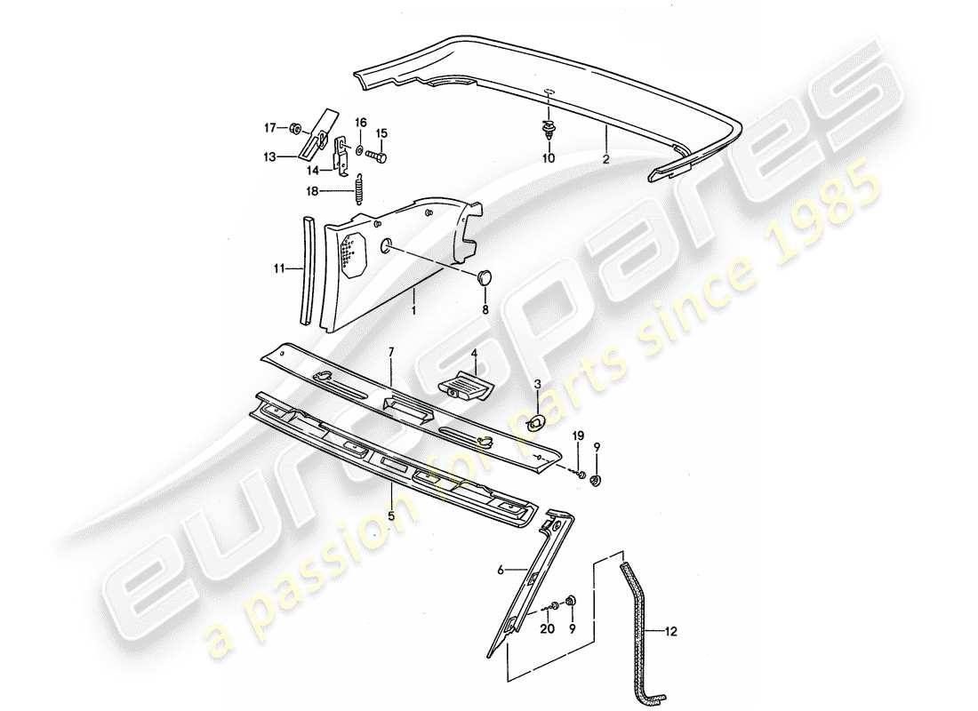 porsche 1994 (968) trims part diagram
