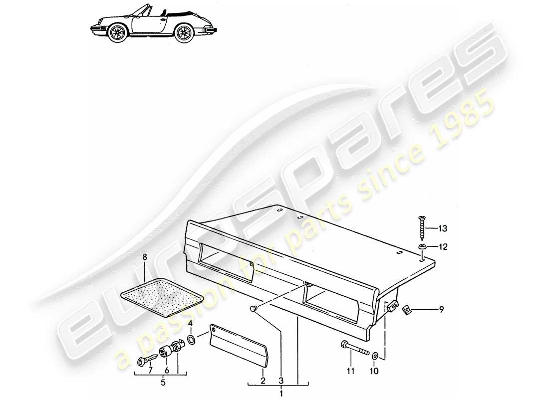 porsche seat 944/968/911/928 (1985) luggage rack - - d - mj 1987>> - mj 1989 parts diagram