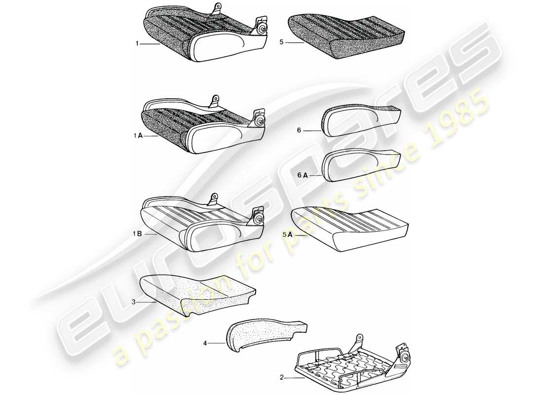 porsche 1983 (944) sports seat - seat cushion - single parts part diagram