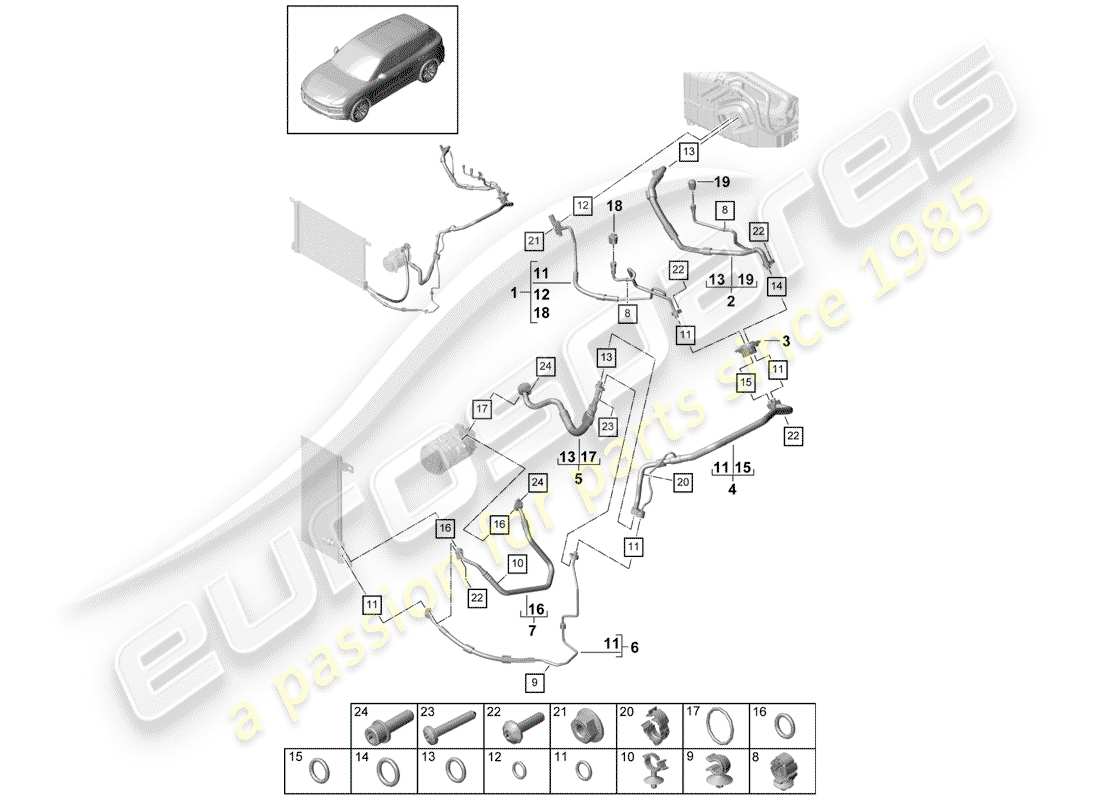 porsche 2020 (cayenne e3 9ya/9yb) air conditioner part diagram