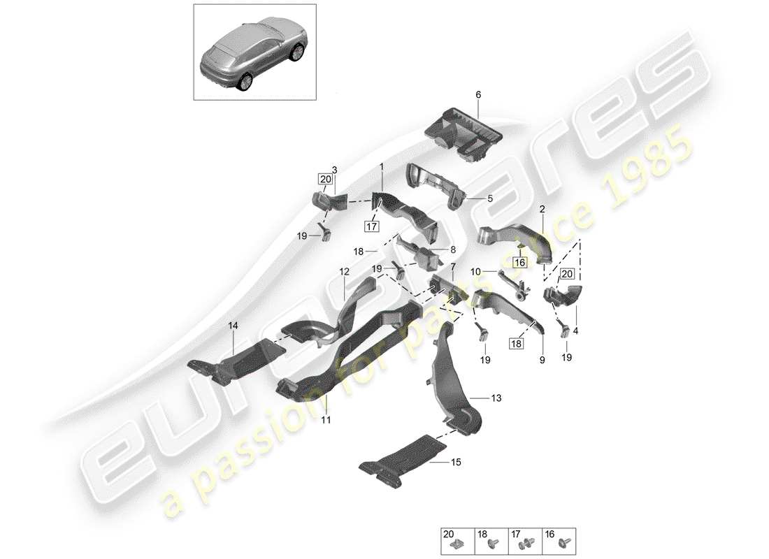 porsche 2020 (macan) air duct part diagram