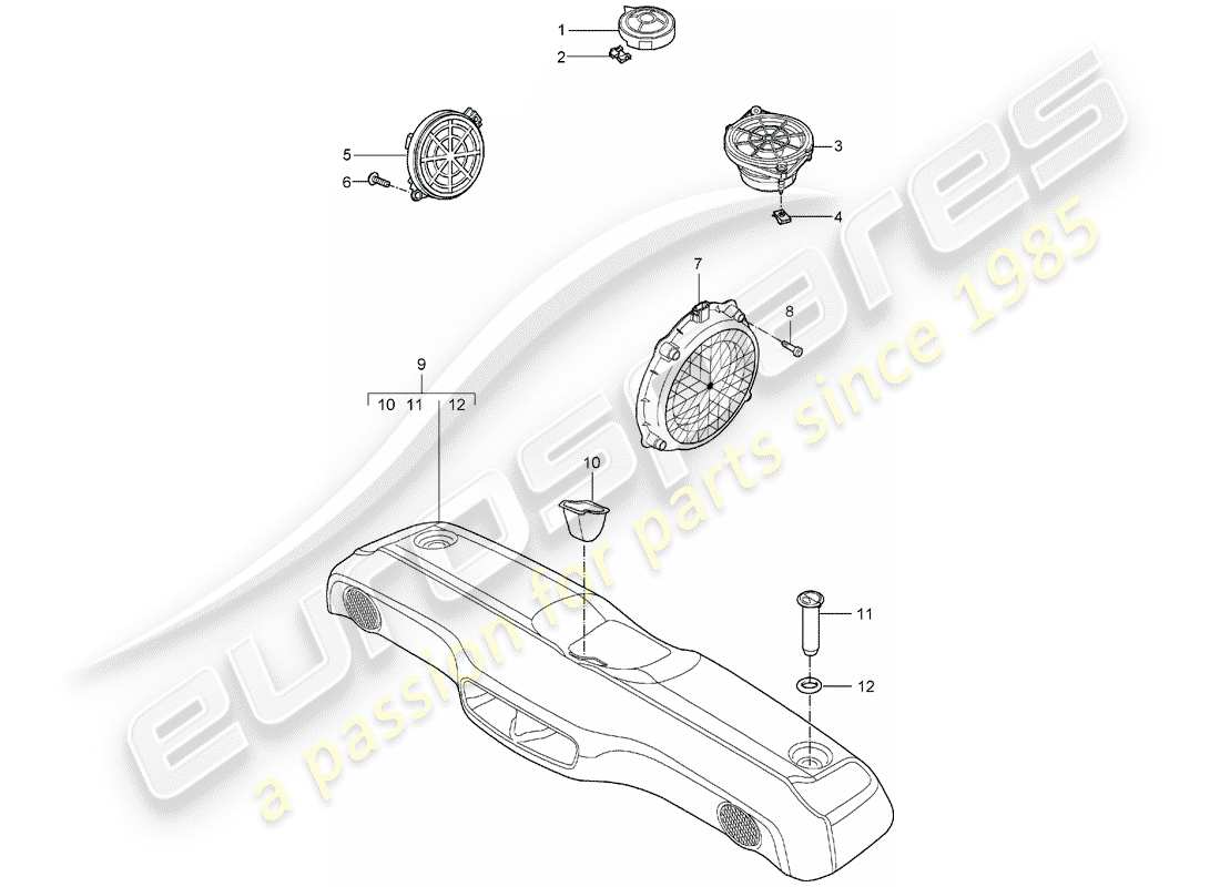 porsche 2008 (987 boxster) loudspeaker parts diagram