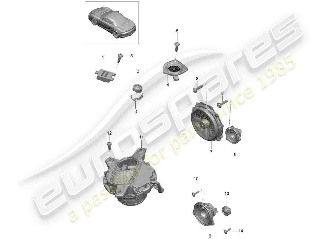 porsche 2012 (981 boxster) loudspeaker part diagram