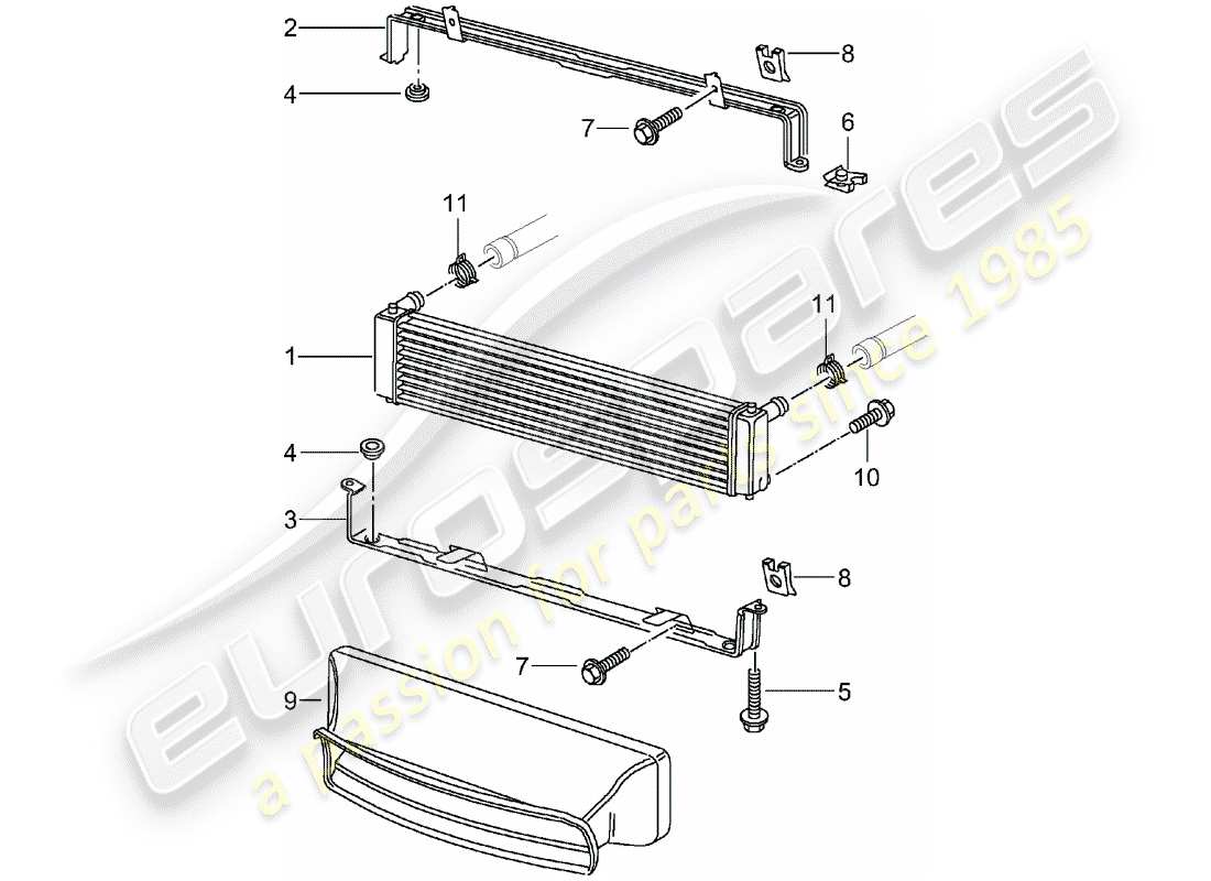 porsche 2003 (996 gt3) radiator parts diagram