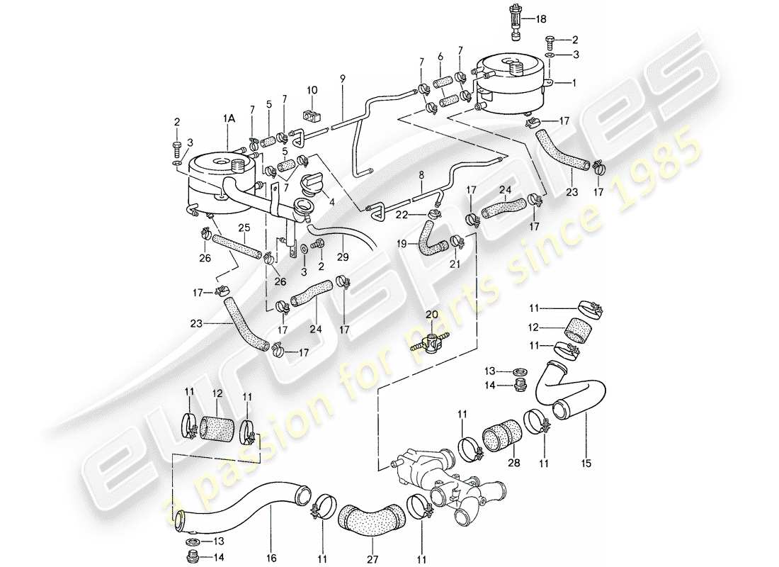 porsche 1987 (959) water cooling 2 part diagram