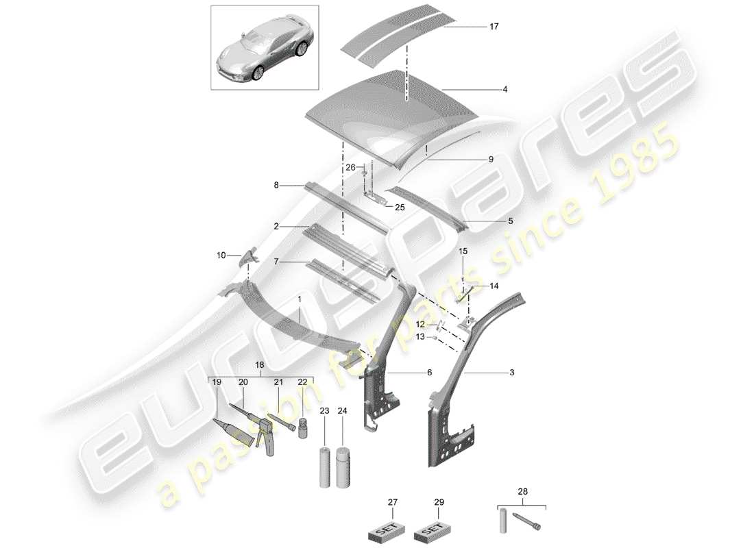 porsche 2015 (991-1 turbo) cowl part diagram