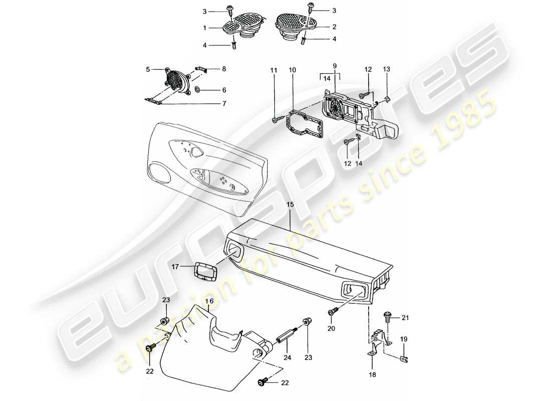 porsche 1999 (996) loudspeaker - d - mj 2002>> parts diagram