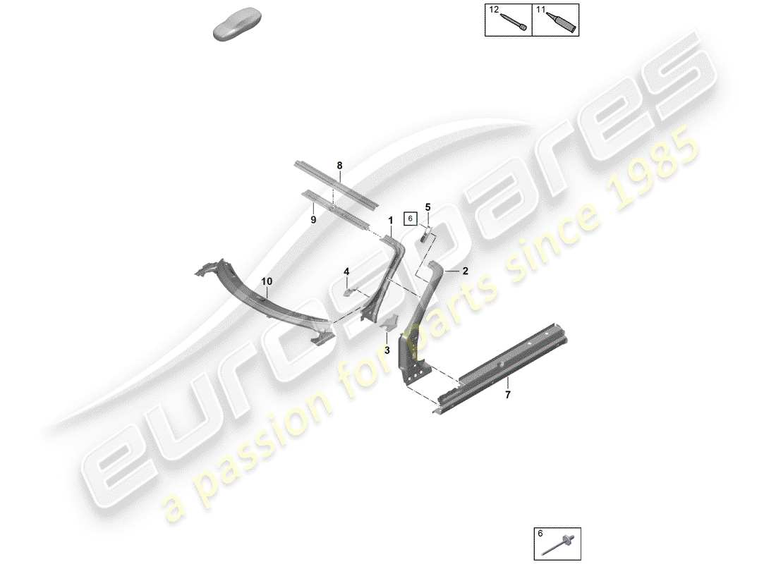 porsche 2020 (718 boxster spyder) cowl part diagram