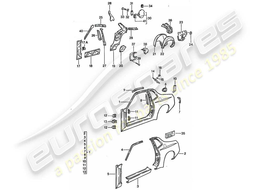 porsche 1990 (944) side panel part diagram